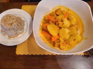 Yellow curry with tofu and fried rice at Thai 999 Express in Mentor