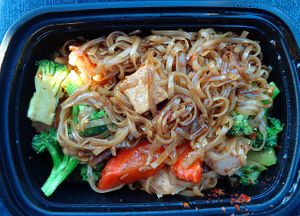 Vegan Pad See Ew with steamed tofu and medium spice. at Thai 999 Express in Mentor