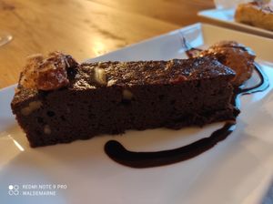 Brownie. Postre menú cena. at Casa Albets in Lladurs