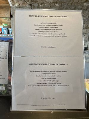 Weekend’s menu  at Casa Albets in Lladurs