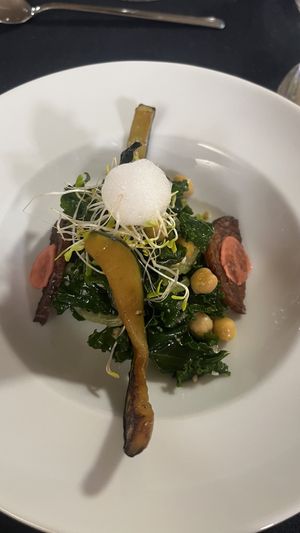 kale salad, with zucchini, tempeh  at Casa Albets in Lladurs