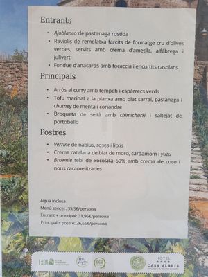 Changing menu at Casa Albets in Lladurs