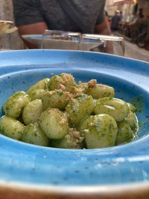 Home made gnocchi with pesto at Trattoria Di Mirko in Alghero