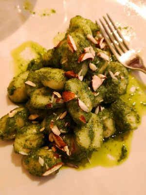 Gnocchi with ruccola pesto. Délicieux ! at Trattoria Di Mirko in Alghero
