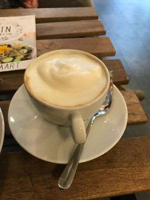 Cappuccino with soy milk at ETN saladebar in Enschede