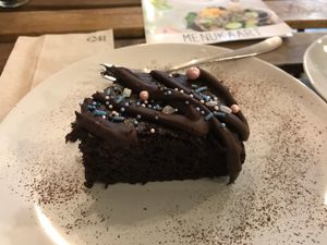 Vegan chocolate brownie at ETN saladebar in Enschede