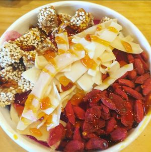 Our Enter the Dragon Pitaya bowl! at Crop Juice University in University Park
