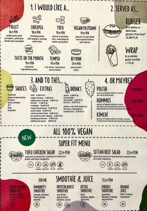 Menu, July 2021 at Krowarzywa in Bialystok