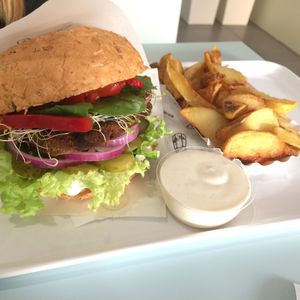 Seitanex with french fries at Krowarzywa in Bialystok