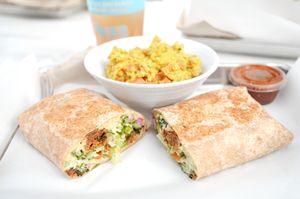 Enlightened Falafel Wrap and Curried Couscous at Mendocino Farms in La Jolla