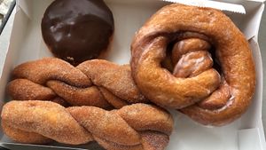Vegan pretzel and twist donuts!!  at Suarez Bakery in Charlotte