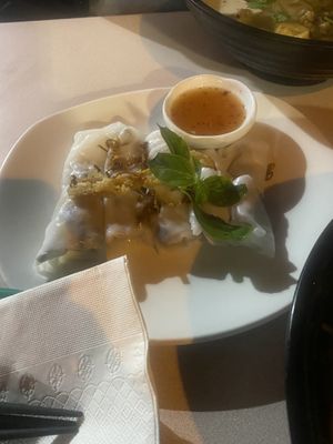 Steamed rice rolls with mushrooms at Saigon Lotus in Toronto