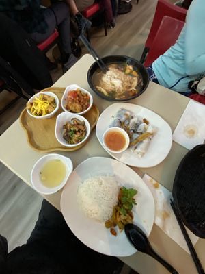 Rice Combo #1, tom yum noodles, mushroom rice rolls    at Saigon Lotus in Toronto