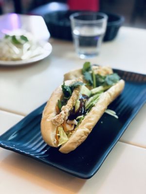 Crispy chicken banh mi  at Saigon Lotus in Toronto