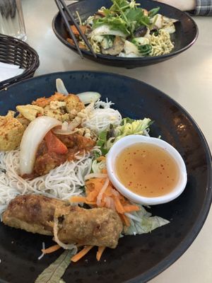 Spicy lemongrass tofu, seitan and crispy roll  at Saigon Lotus in Toronto