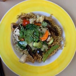 don’t recall the name of this dish, but it’s based of dry noodles and tossed veggies at Saigon Lotus in Toronto
