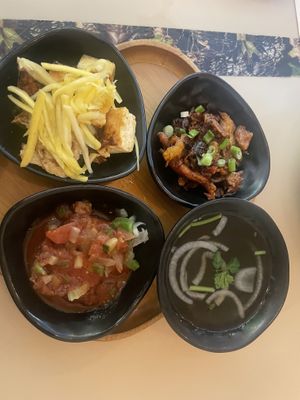 The #28 combo, comes with rice and a soup  at Saigon Lotus in Toronto