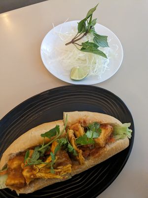 Tofu-seitan lemongrass bahn mi at Saigon Lotus in Toronto