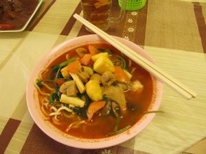 tom yum mee soup at Old Farmosa Vegetarian in Malacca
