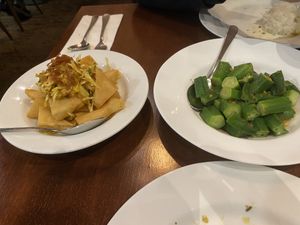 Split pea tofu and okra   at Rangoon Ruby in Christchurch