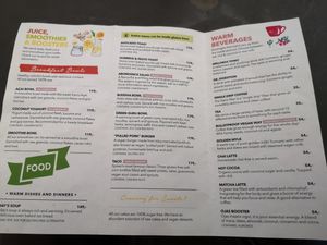 Menu at Spiregarden in Kristiansand