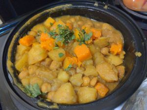 Curried vegetables w/flat bread at Callaloo Trinidadian Kitchen in Lancaster