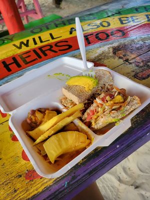 Jerk Hummus Sandwich at Rasta Ade Refreshments in Negril