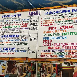 Food portion of menu at Rasta Ade Refreshments in Negril