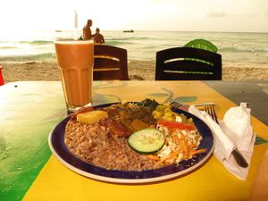 Generous Vegan Platter and Fresh Fruiit Smoothie at Rasta Ade Refreshments in Negril