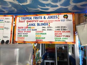 Drink menu  at Rasta Ade Refreshments in Negril