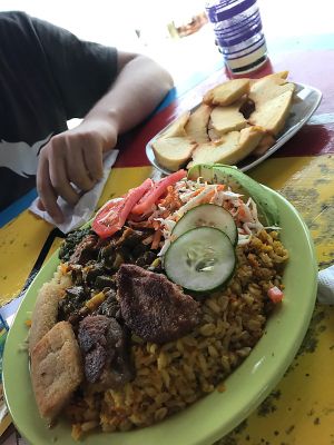 Veggie plate and side of breadfruit  at Rasta Ade Refreshments in Negril