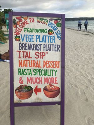 Sign on the beach  at Rasta Ade Refreshments in Negril