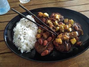 Escalopes de lentejas at El Sibarita in Lanzarote