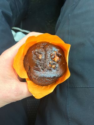 Banana, chocolate vegan muffin at Tete-A-The in Argentiere