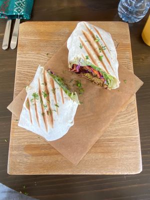 Wrap with sweet potatoes falafel at Ridikas in Kaunas