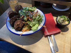 Traditional falafell salad at Ridikas in Kaunas