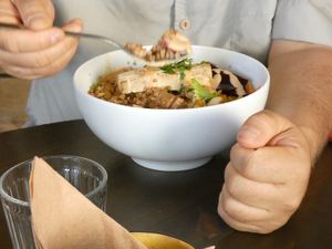 Buckwheat curry with tofu. at Ridikas in Kaunas