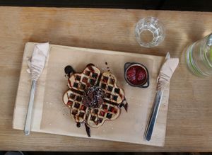 waffle with ice cream at Ridikas in Kaunas