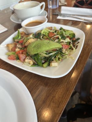Other angle tofu scramble plus empty oat milk latte   at Cheryl's on 12th & As Good As It Gets in Portland