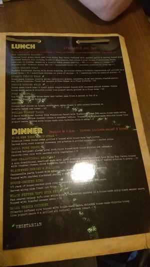 Menu July 2017 - lunch (served all day) and dinner at Yorkholo Brewing Company in Mansfield