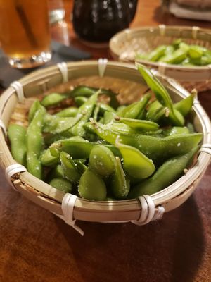Traditional edamame  #Veganuary at The Cultured Pearl in Rehoboth Beach
