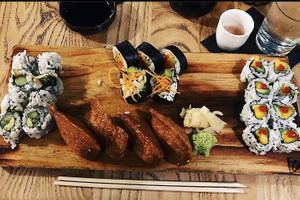 Vegan sushi spread at The Cultured Pearl in Rehoboth Beach