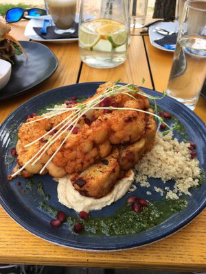 Cauliflower steak at Moringa in Augustow