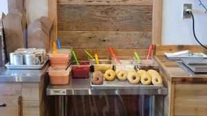 Gluten free and vegan station. at Benny's Donuts in Corvallis