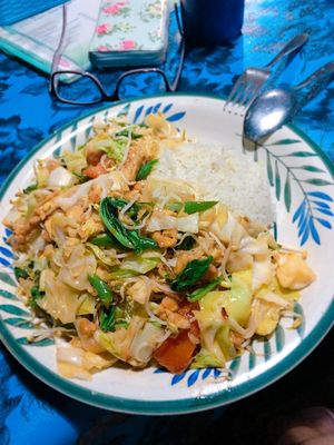Fried veg w tofu & tempeh.. Huge & made with ❤️  at Martini's Warung in Manggis