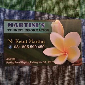 Martini is a renaissance woman, offering many a service to travelers going through Padangbai at Martini's Warung in Manggis