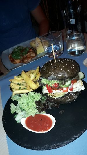Vegetarian black Halloumi Burger at Alouette in Bucharest