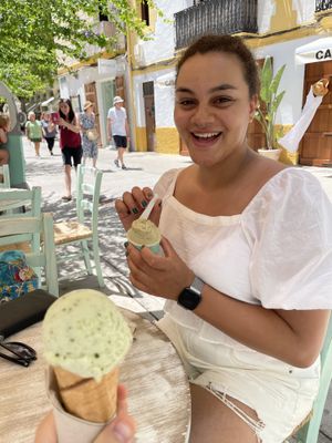 Pistachio and rice milk  at Vivi's Creamery in Ibiza
