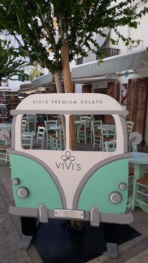 outside at Vivi's Creamery in Ibiza