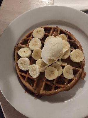 Biscoff waffles - HEAVEN!  at Wags N Tales in Surbiton